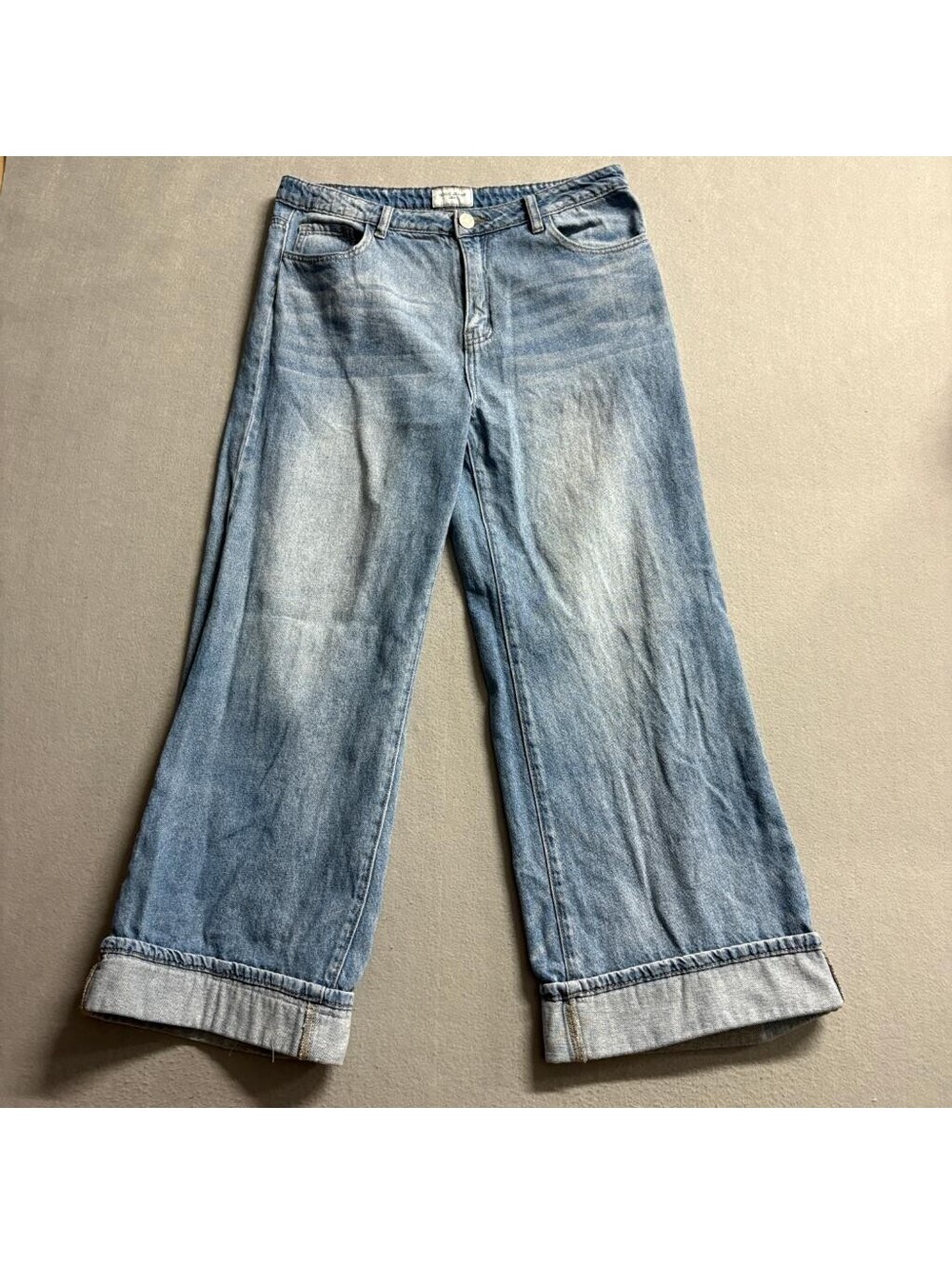 Gogo Jeans USA Womens Size 11/30 Wide Leg Cuffed Denim Blue Jeans